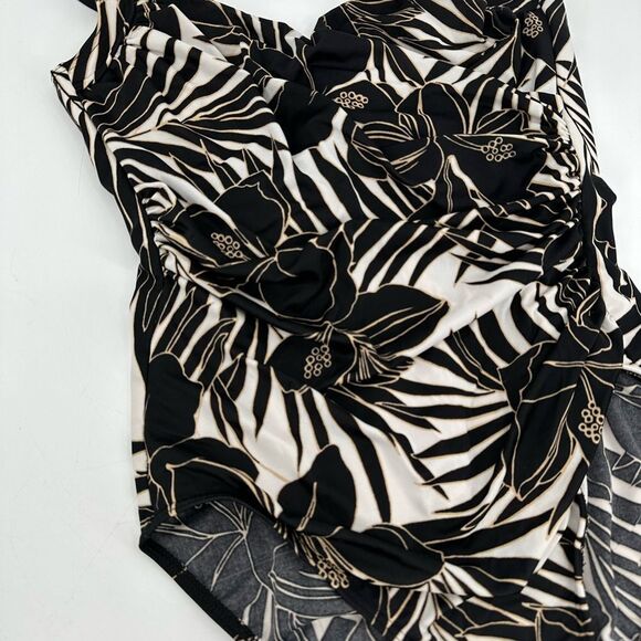 Miraclesuit Sanibel Swimsuit One Piece Underwire Padless Sz 16 Palm Hibiscus - Picture 2 of 10